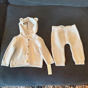 Carter's Baby Blue Knit Baby Outfit with Bear Ears